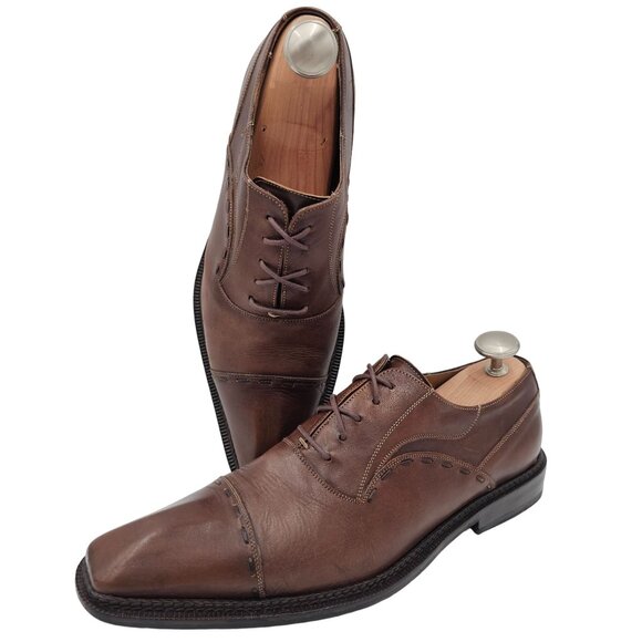 Vintage Mezlan Spain Men's size 10M Brown Leather Dress Shoes Cap-toe Oxfords 43 - Picture 9 of 10